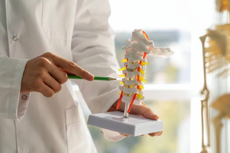 Doctor explaining spinal anatomy during a herniated disc consultation at Magnet Health NY, located at 907 E Tremont Ave, Bronx, NY 10460